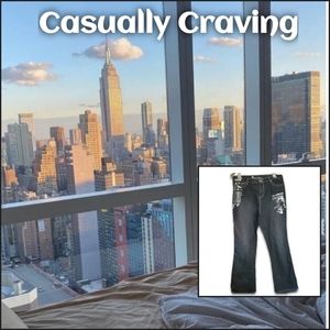 Casually Craving: "Glamour Couture" Metallic Print Jeans | Size 16